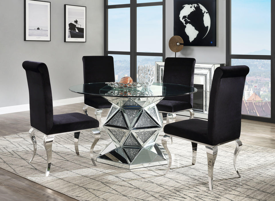 Noralie Mirrored & Faux Diamonds Dining Table