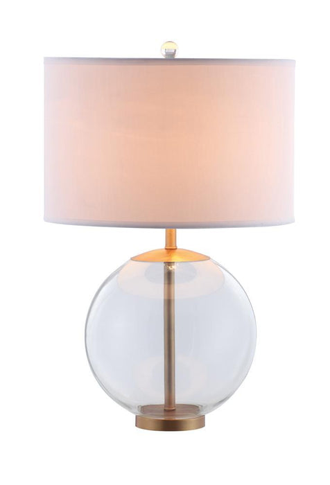 Kenny Drum Shade Table Lamp with Glass Base White