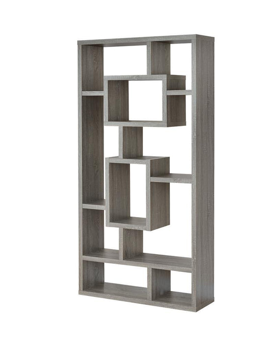 Howie 10-shelf Bookcase Weathered Grey