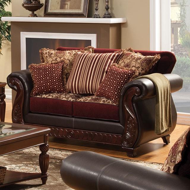 Franklin Burgundy/Espresso Love Seat, Burgundy image