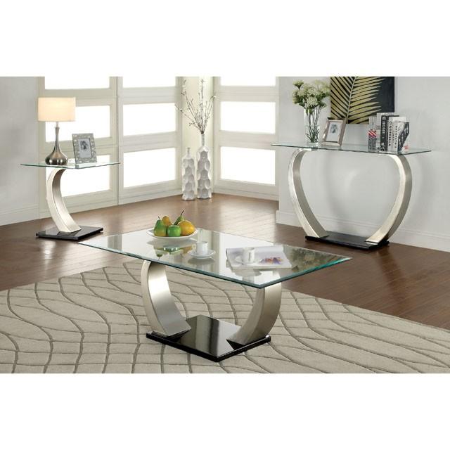 ROXO Satin Plated/Black End Table