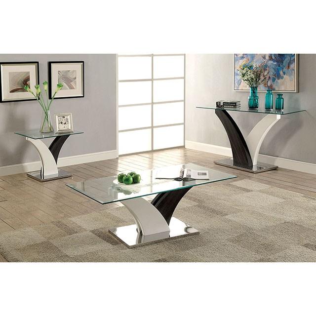 SLOANE White/Dark Gray/Chrome Sofa Table