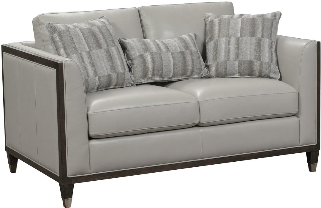 Pulaski Addison Leather Loveseat in Light Grey