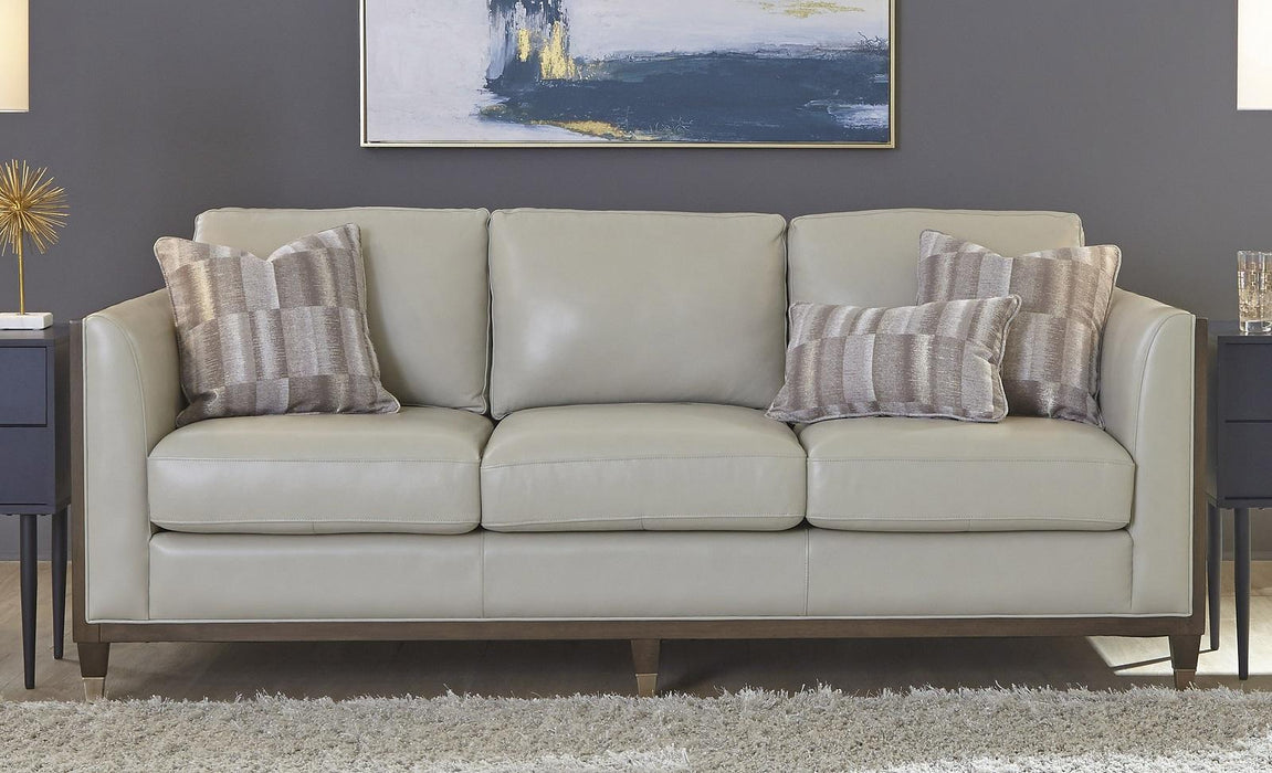 Pulaski Addison Leather Sofa in Light Grey