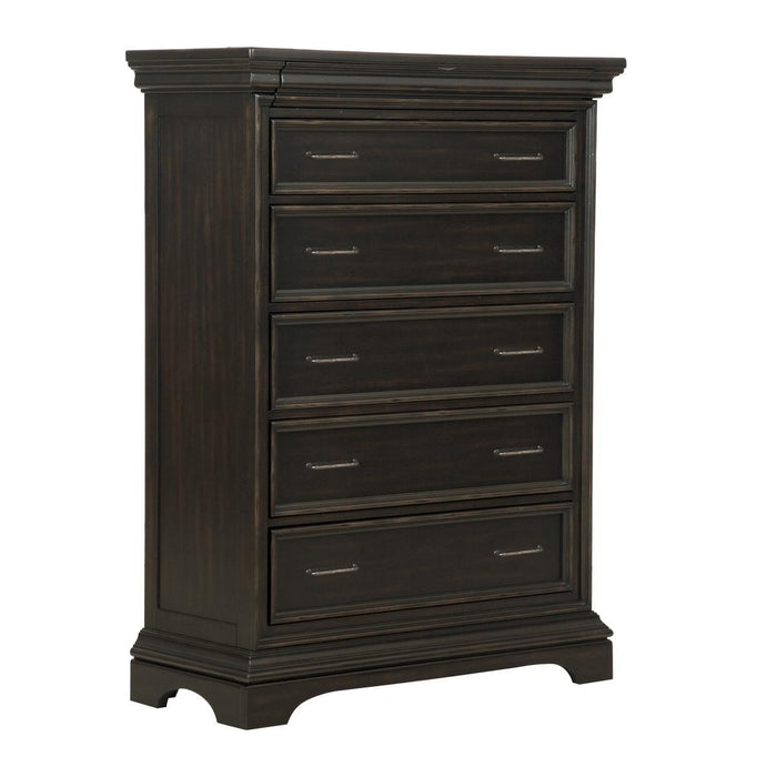 Pulaski Caldwell Drawer Chest in Dark Wood