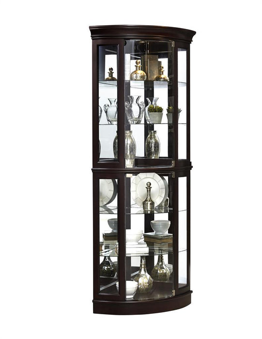 Pulaski Curved 5 Shelf Corner Curio Cabinet in Sable Brown image