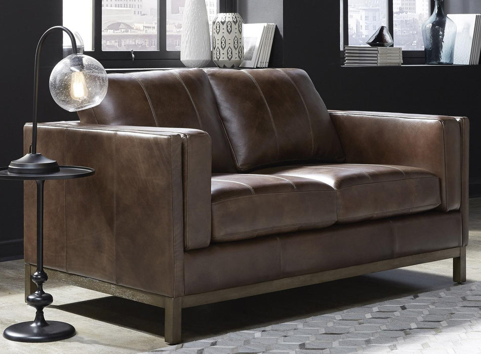 Pulaski Drake Leather Loveseat in Brown