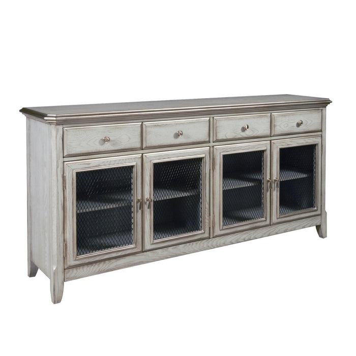 Pulaski Farmhouse Credenza with Wire Mesh Door Inserts in Soft Periwinkle Blue image