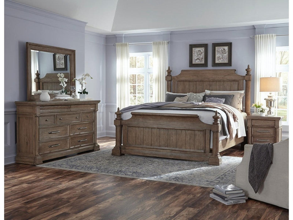 Pulaski Furniture Crestmont King Poster Bed in Toasted Almond