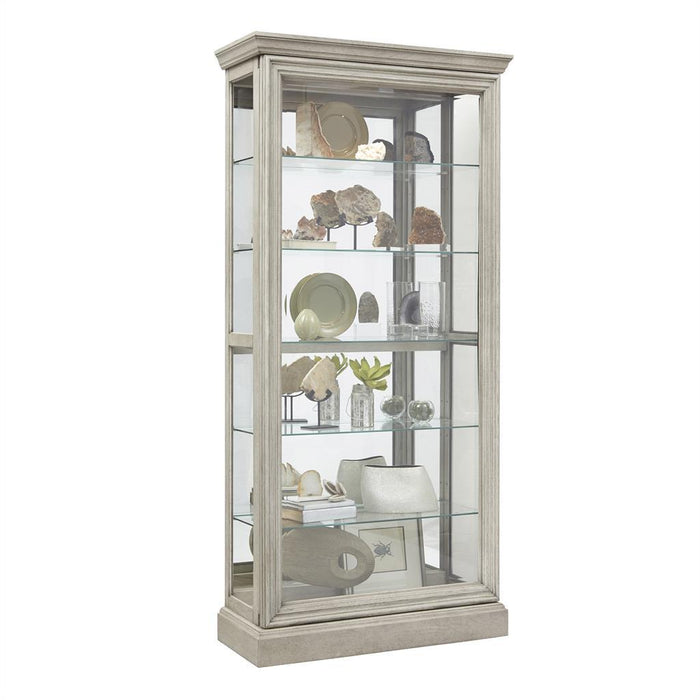 Pulaski Lighted 5 Shelf Sliding Door Curio with Lock in Natural Beige image