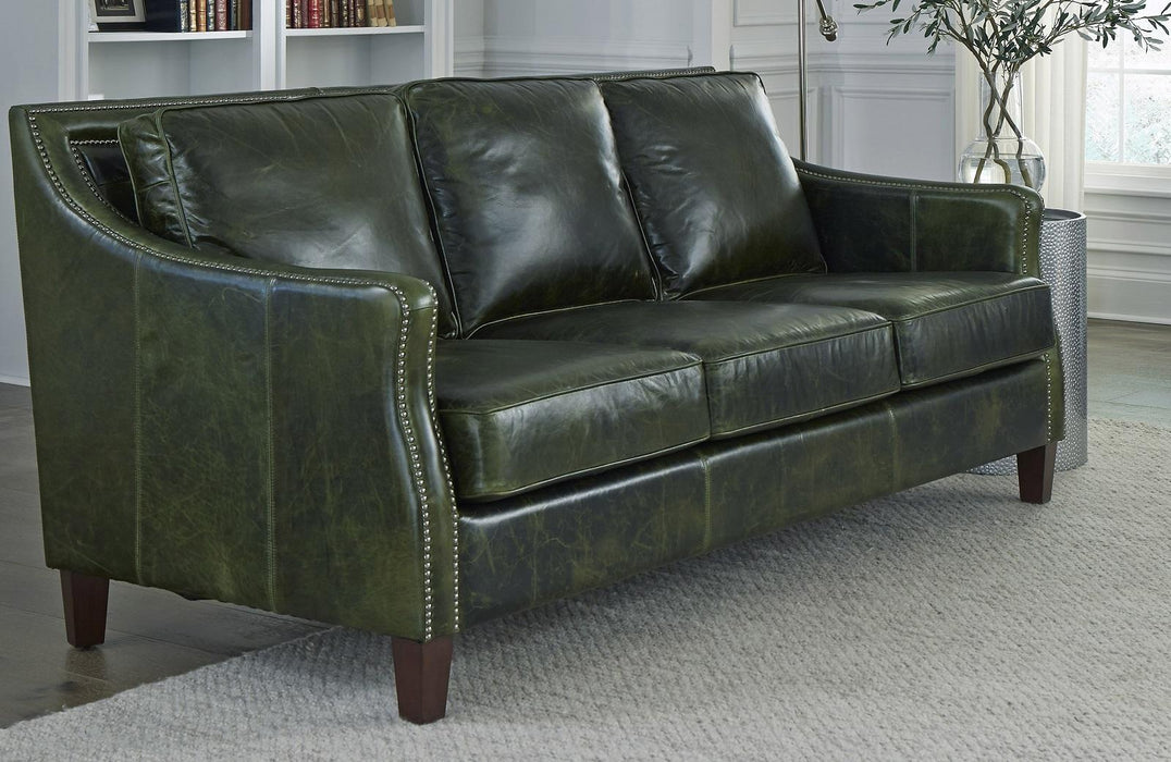 Pulaski Miles Leather Sofa in Verdant Green