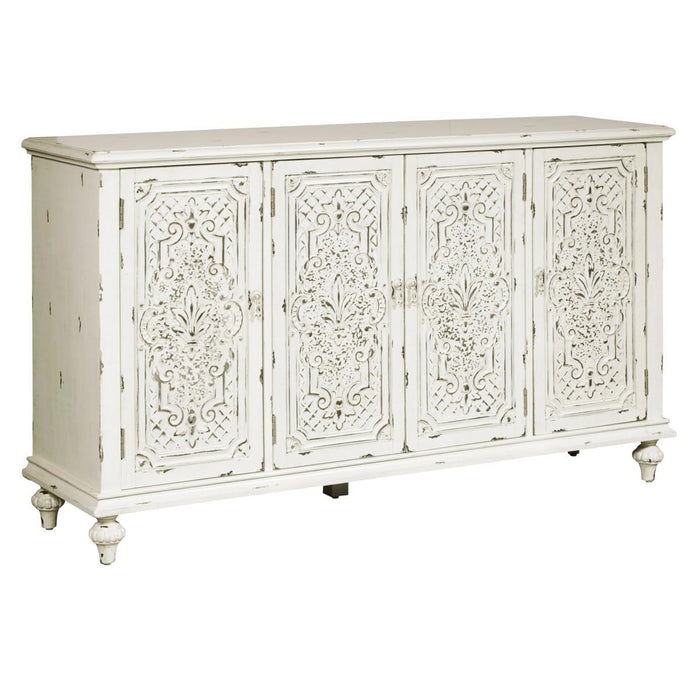 Pulaski Ornate Four Door White Credenza