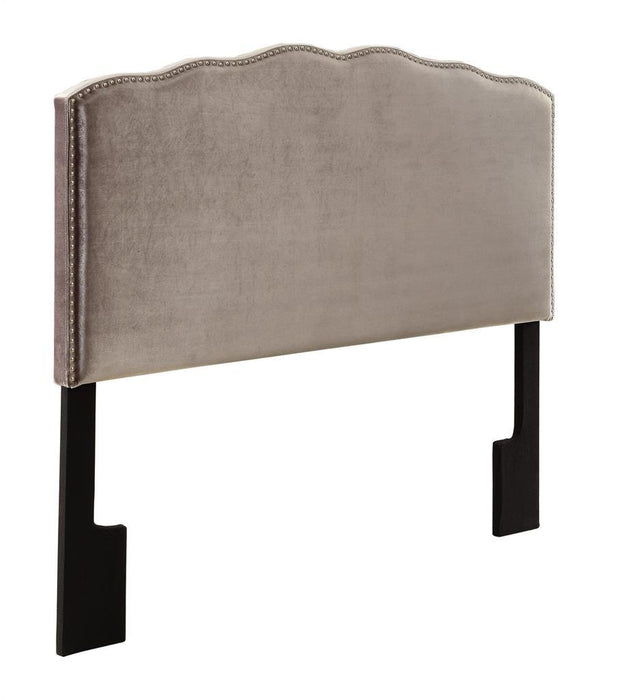 Pulaski King Nailhead Shaped Upholstered Headboard in Velvet Shmer