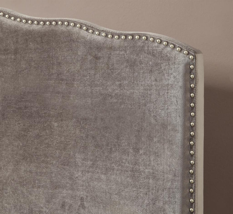 Pulaski King Nailhead Shaped Upholstered Headboard in Velvet Shmer