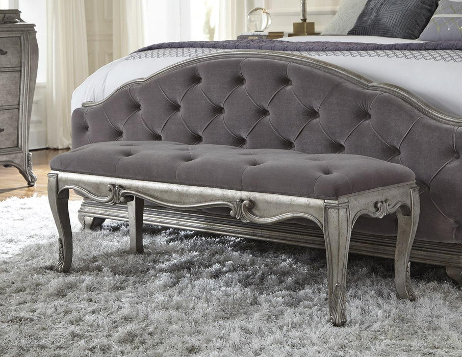 Pulaski Rhianna Bed Bench in Silver Patina