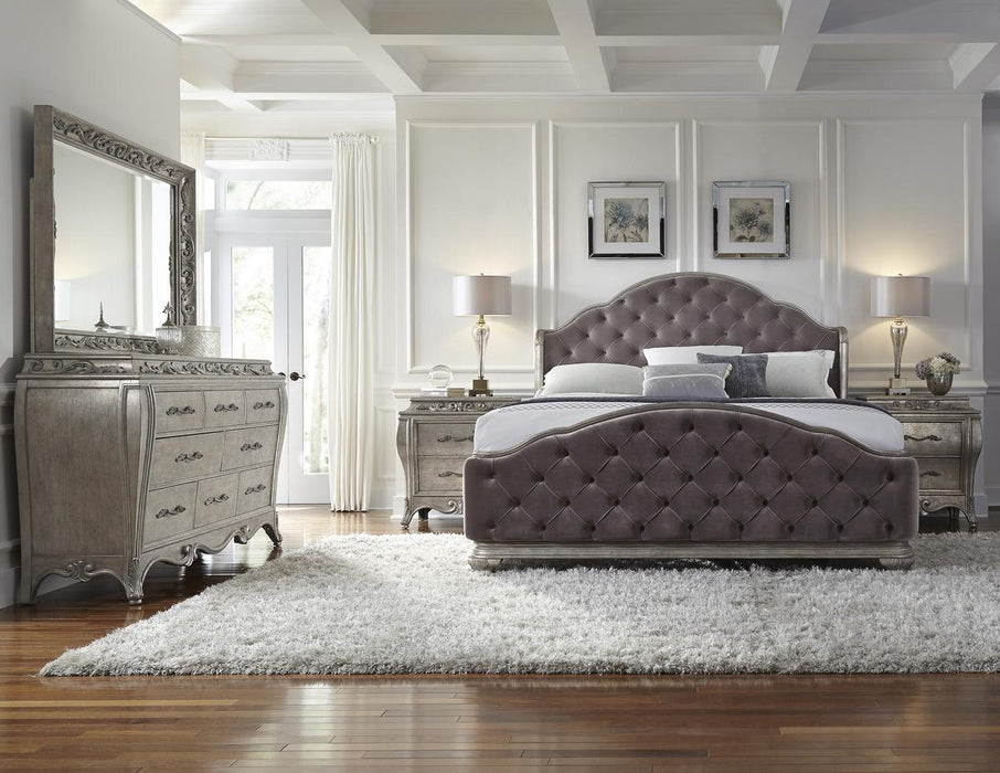 Pulaski Rhianna California King Upholstered Bed in Silver Patina