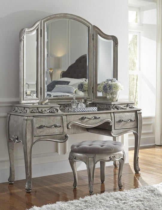 Pulaski Rhianna Vanity Stool in Silver Patina