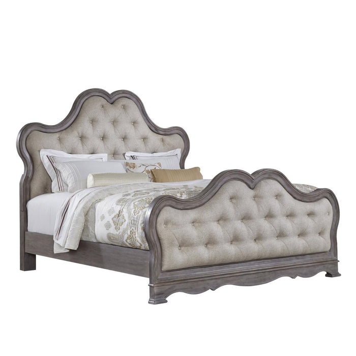 Pulaski Simply Charming King Tufted Upholstered Bed in Light Wood