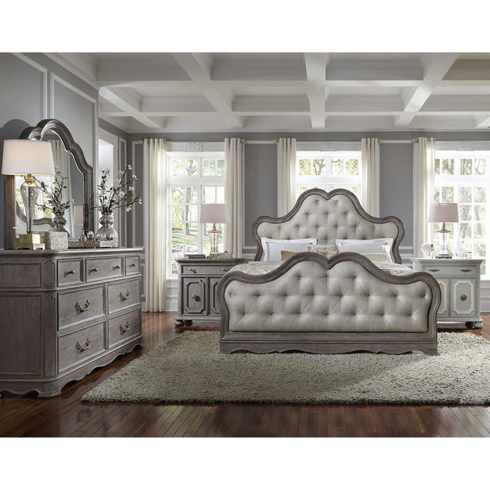 Pulaski Simply Charming California King Tufted Upholstered Bed in Light Wood