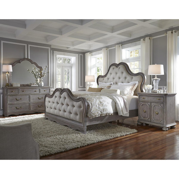 Pulaski Simply Charming Queen Tufted Upholstered Bed in Light Wood