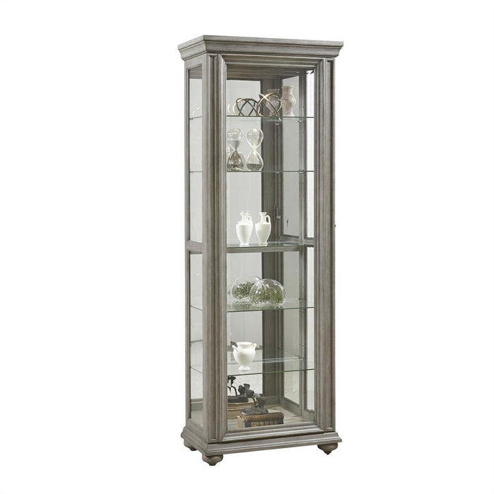 Pulaski Sliding Framed 5 Shelf Curio Cabinet in Grey image