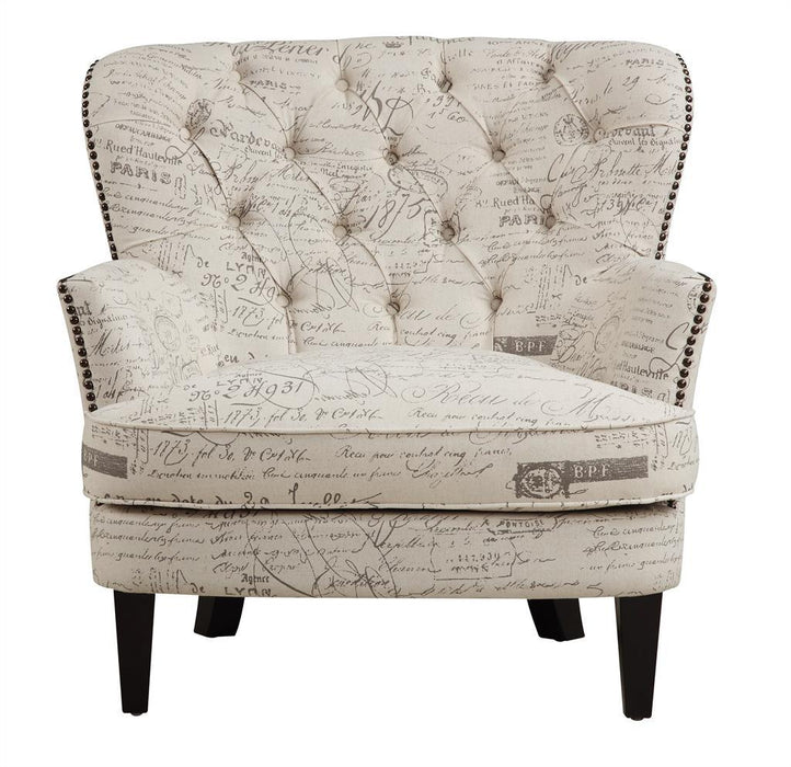 Pulaski Upholstered Arm Chair - Paris Script