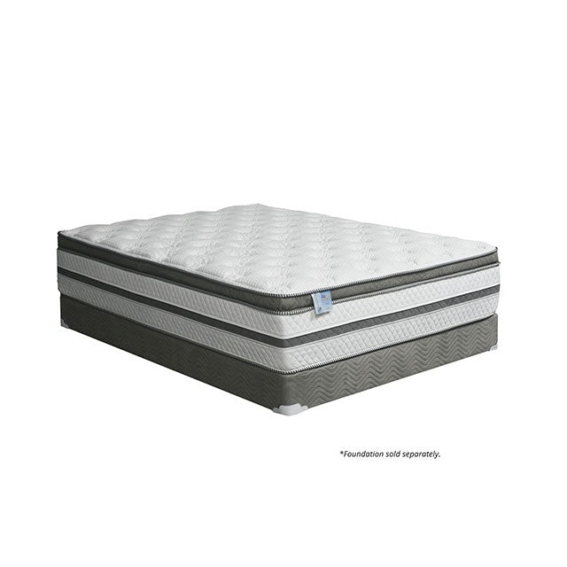 SIDDALEE White/Gray 16" Euro Pillow Top Mattress, Cal.King